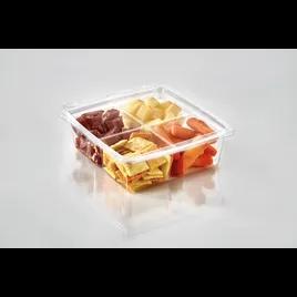 Fresh N' Sealed® Deli Container Hinged With Flat Lid 20 OZ 4 Compartment PET Clear Square 120/Case