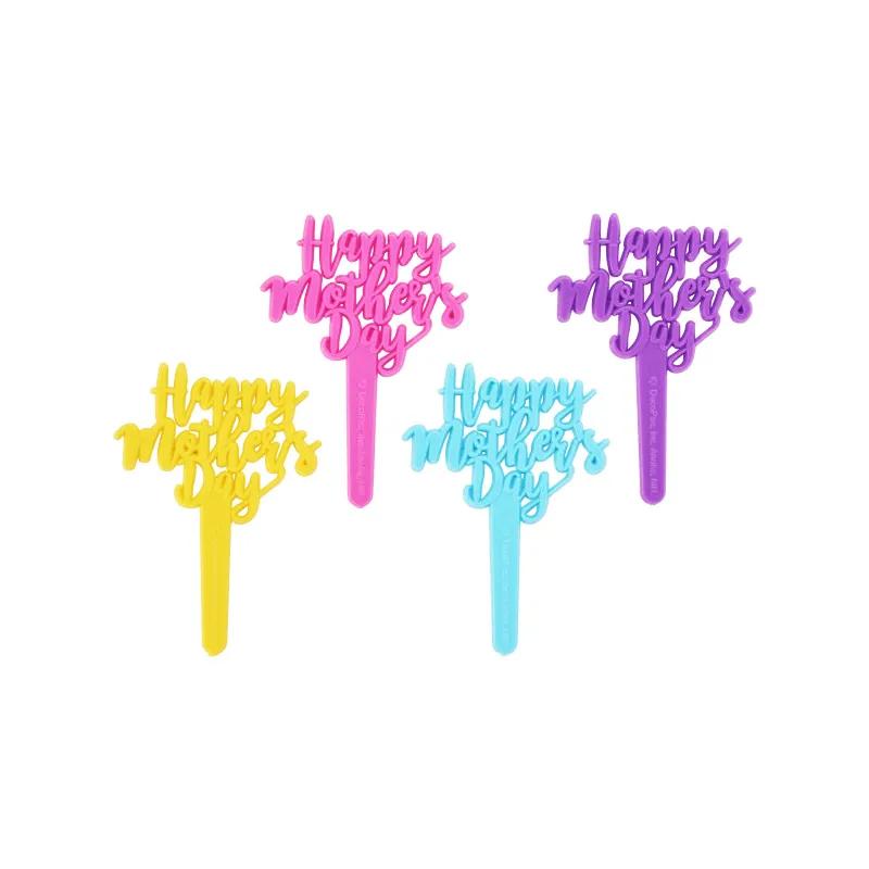 Cake & Cupcake Topper Pick Plastic Assorted Bright Mother's Day 1/Each