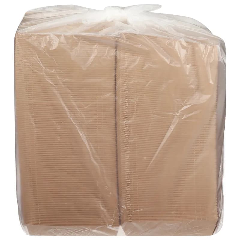 Take-Out Box Hinged With Dome Lid 8X8X3 IN Corrugated Paperboard Kraft Square Fluted 100/Case