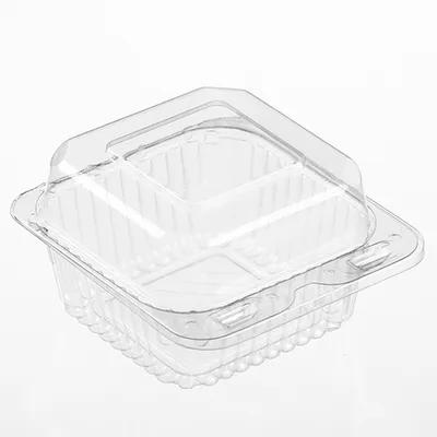 Polar Pak® Cake Hinged Container With Dome Lid 5.29X5.8X3.31 IN PET Clear Square Deep 500/Case