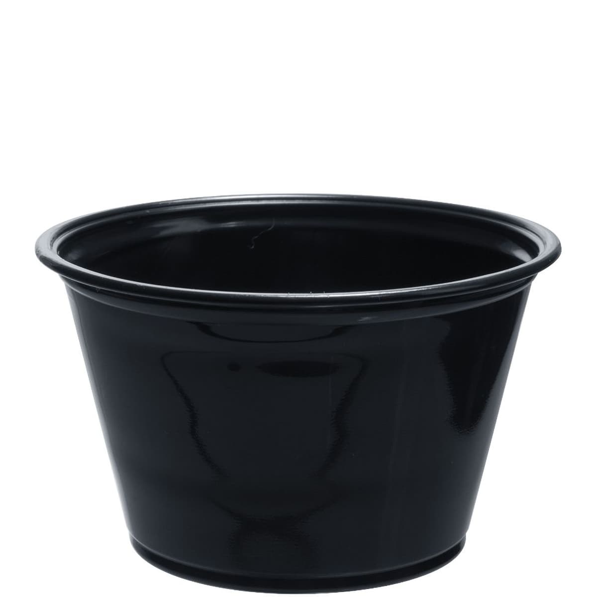 Dart® Conex Complements® Souffle & Portion Cup 4 OZ PP Black Round 125 Count/Pack 20 Packs/Case 2500 Count/Case