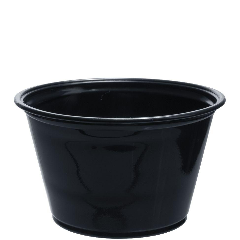 Dart® Conex Complements® Souffle & Portion Cup 4 OZ PP Black Round 125 Count/Pack 20 Packs/Case 2500 Count/Case