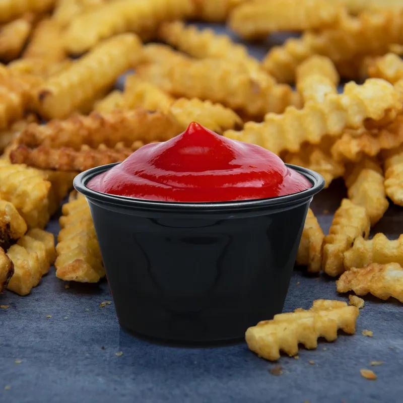 Dart® Conex Complements® Souffle & Portion Cup 4 OZ PP Black Round 125 Count/Pack 20 Packs/Case 2500 Count/Case