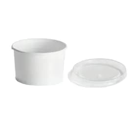 Victoria Bay Food Container Base & Lid Combo With Flat Lid 8-10 OZ Paperboard White Round 250/Case