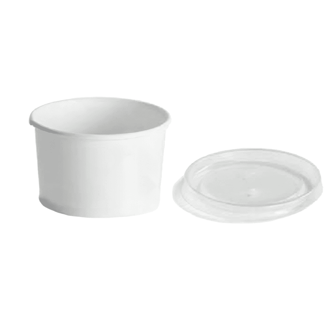 Victoria Bay Food Container Base & Lid Combo With Flat Lid 8-10 OZ Paperboard White Round 250/Case
