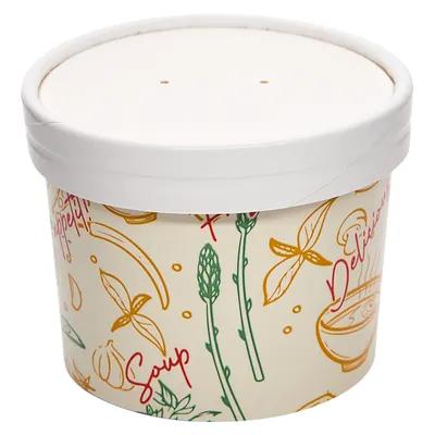 Victoria Bay Food Container Base & Lid Combo With Flat Lid 12 OZ Paper Swirl Design Round 250/Case