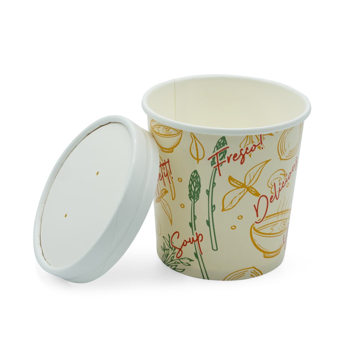 Victoria Bay Food Container Base & Lid Combo With Flat Lid 16 OZ Paperboard Multicolor Swirl Design Round Tall 250/Case