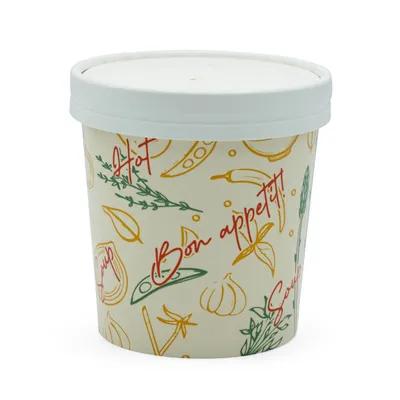 Victoria Bay Food Container Base & Lid Combo With Flat Lid 16 OZ Paperboard Multicolor Swirl Design Round Tall 250/Case