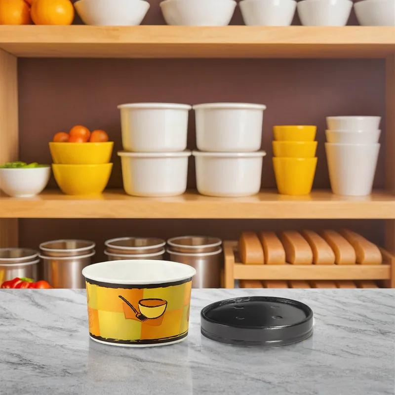 Victoria Bay Food Container Base & Lid Combo With Flat Lid 16 OZ Paperboard Multicolor Swirl Design Round Squat 250/Case