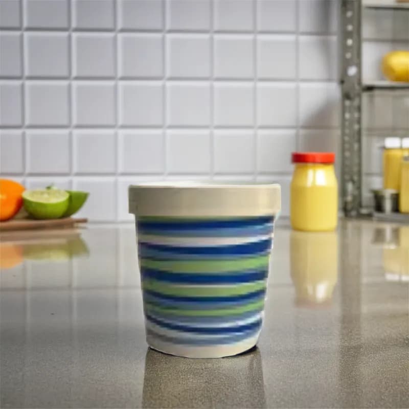 Victoria Bay Food Container Base & Lid Combo With Flat Lid 32 OZ Paper Multicolor Swirl Design Round Tall 250/Case