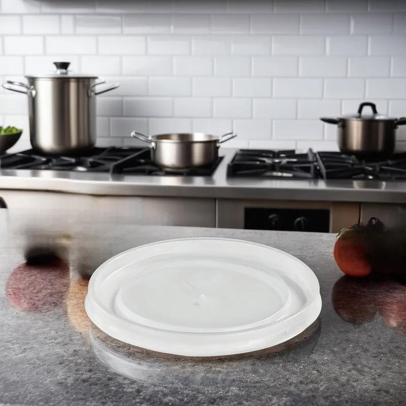 Victoria Bay Lid Flat Plastic Translucent Round For 16-32 OZ Container 500/Case