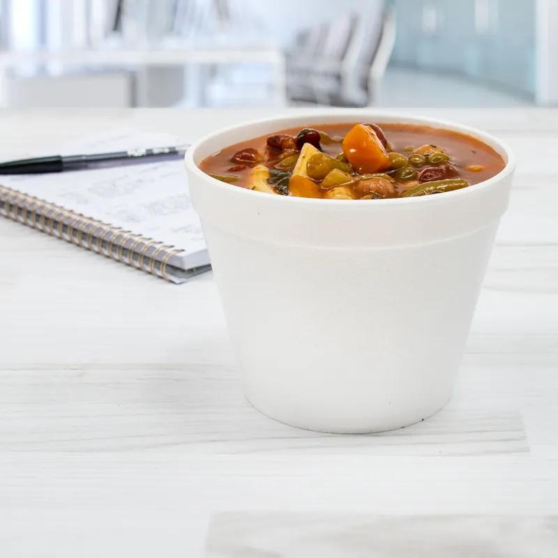 Dart® J Cup® Food Container Base 12 OZ EPS White Round Squat Insulated 25 Count/Pack 20 Packs/Case 500 Count/Case