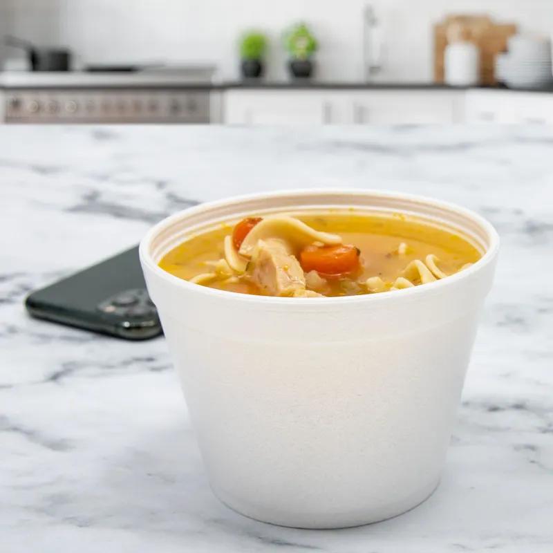 Dart® J Cup® Food Container Base 12 OZ EPS White Round Squat Insulated 25 Count/Pack 20 Packs/Case 500 Count/Case