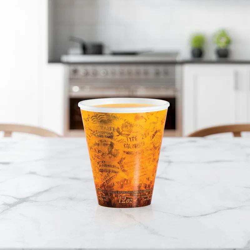 Dart® Fusion® Cup Insulated 12 OZ Polystyrene Foam Paper Multicolor Escape® 20 Count/Pack 50 Packs/Case 1000 Count/Case
