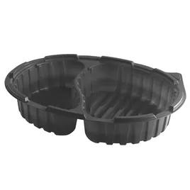 Take-Out Container Base 11X8.5 IN 2 Compartment PP Black Oval Microwave Safe Anti-Fog 380/Case