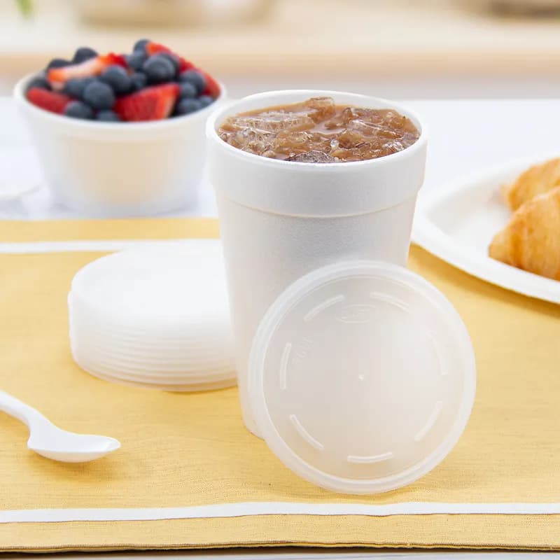 Dart® Lid Flat 3.9X0.3 IN HIPS Translucent For 16 OZ Cup Vented 100 Count/Pack 10 Packs/Case 1000 Count/Case