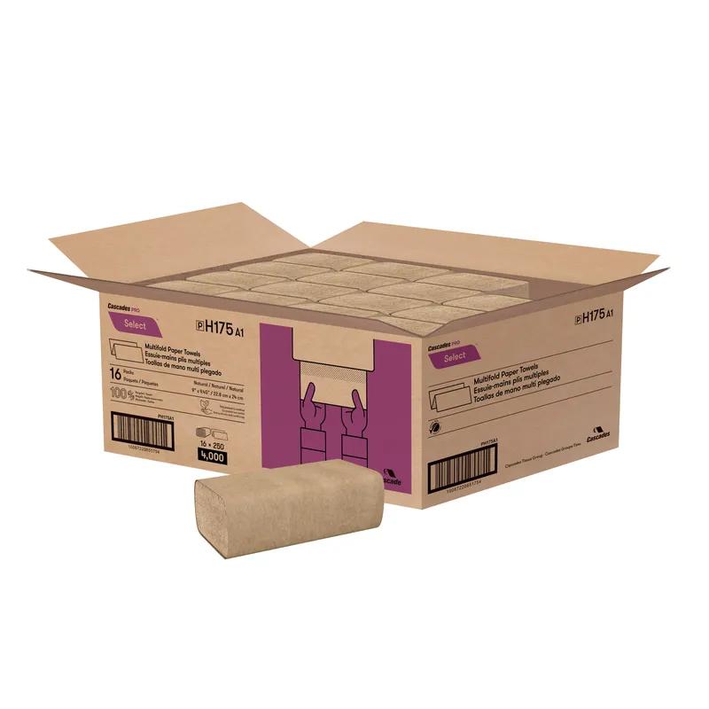 Cascades PRO Folded Paper Towel 9.1X9.5 IN Kraft Multifold 250 Sheets/Pack 16 Packs/Case 4000 Sheets/Case