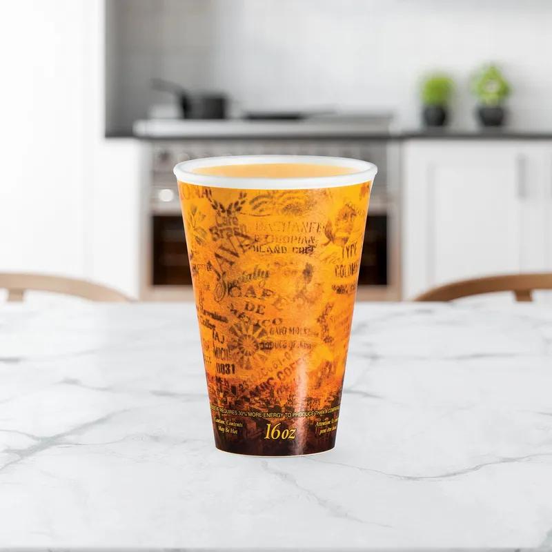 Dart® Fusion® Cup Insulated 16 OZ Polystyrene Foam Paper Multicolor Escape® 25 Count/Pack 40 Packs/Case 1000 Count/Case