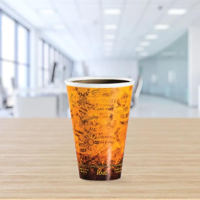 Dart® Fusion® Cup Insulated 16 OZ Polystyrene Foam Paper Multicolor Escape® 25 Count/Pack 40 Packs/Case 1000 Count/Case