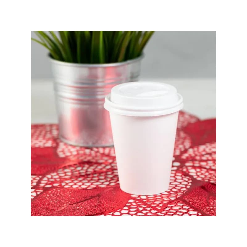Karat® Lid Dome 3.15 IN PP White For 8 OZ Hot Cup Sip Through 1000/Case