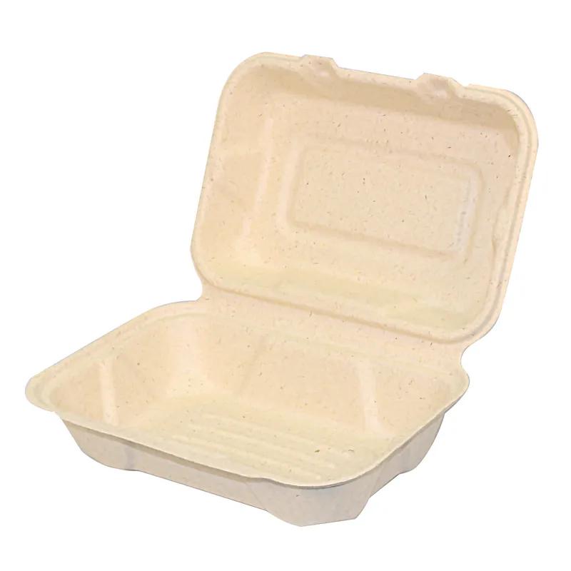 Greenware® Take-Out Container Hinged With Dome Lid 6.5X9.1X3.1 IN Molded Fiber Natural Rectangle 200/Case