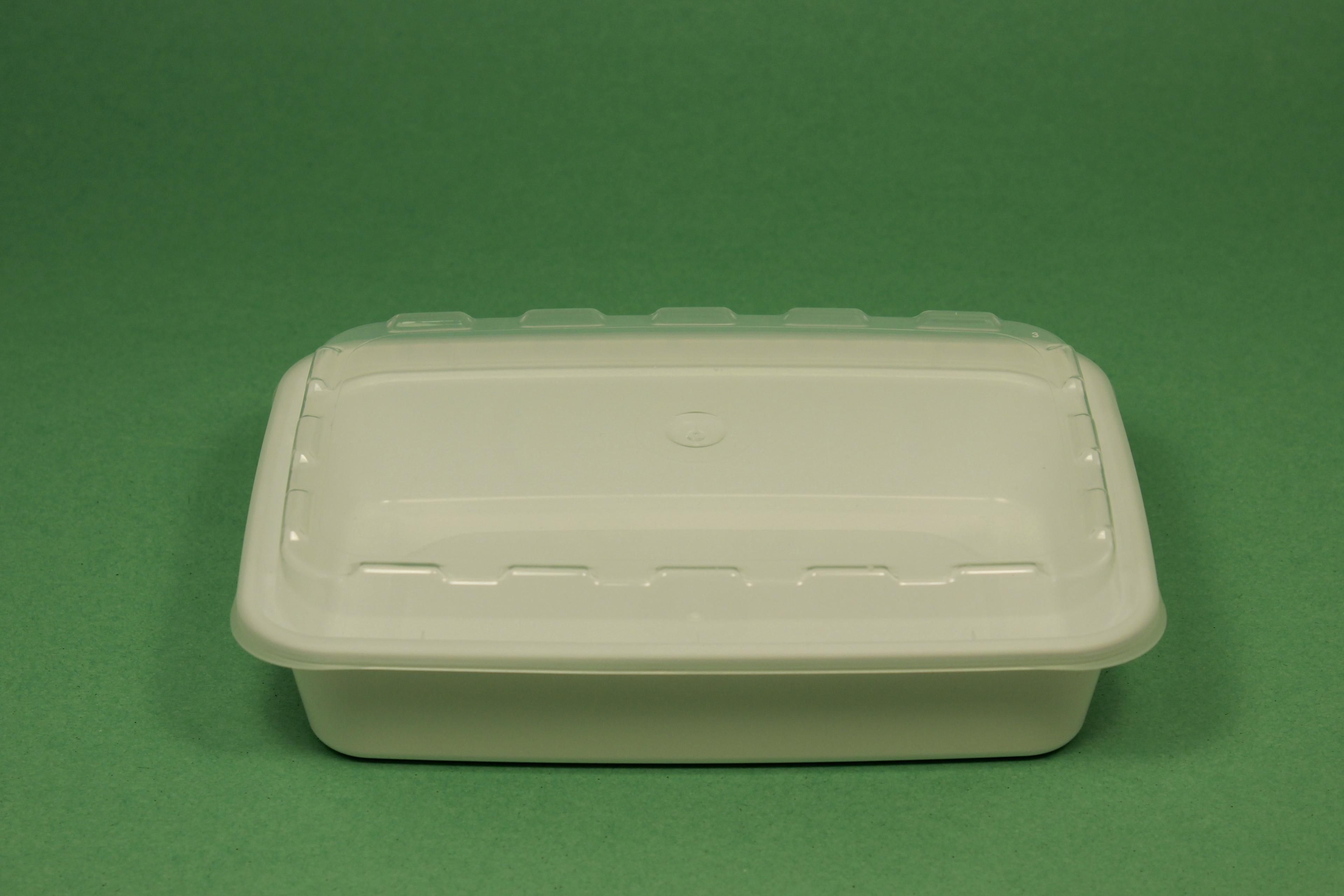 Take-Out Container Base & Lid Combo With Dome Lid 16 OZ Plastic White Clear Rectangle 150/Case