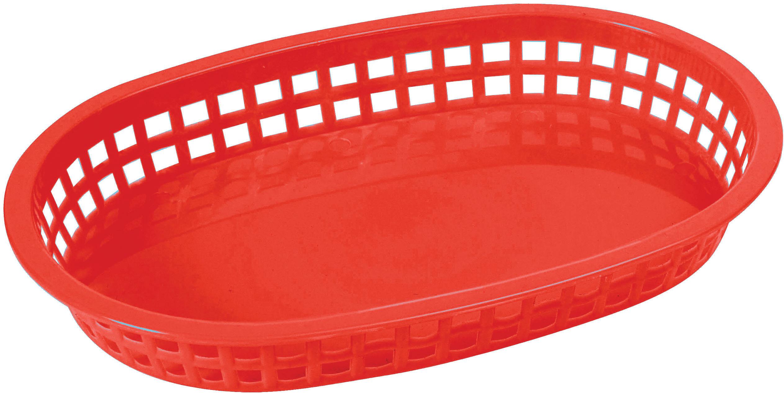 Platter Basket 10.625X7.125X1.5 IN Plastic Red Oval Dishwasher Safe 12/Dozen