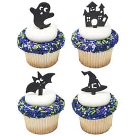 Cake & Cupcake Topper Pick Plastic Black Spooky Fun 144/Each