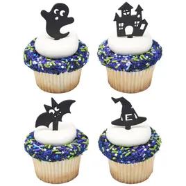 Cake & Cupcake Topper Pick Plastic Black Spooky Fun 144/Each