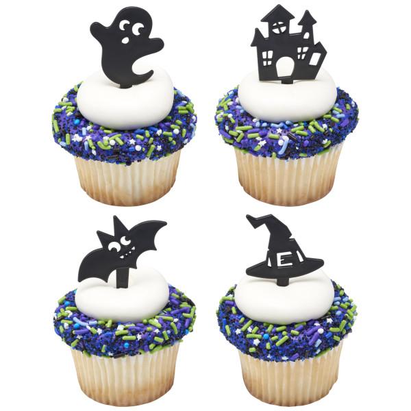 Cake & Cupcake Topper Pick Plastic Black Spooky Fun 144/Each