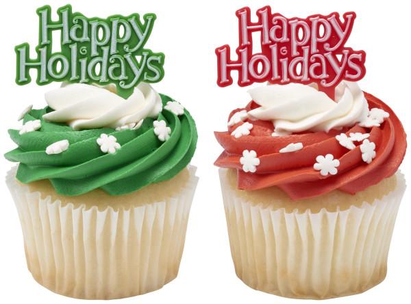 Cake & Cupcake Topper Pick Plastic Assorted Holiday Tidings 144/Each