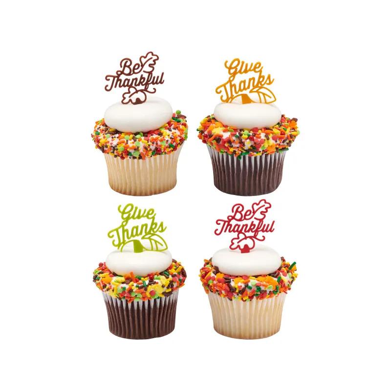 Cake & Cupcake Topper Pick Plastic Assorted Be Thankful 72/Each