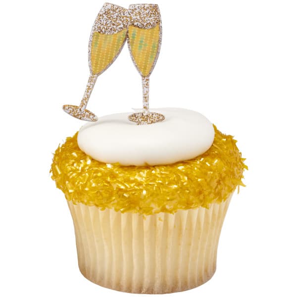 DecoPics® Cake & Cupcake Topper Pick 3.1X1.3X0.1 IN Plastic Multicolor Toasting Glasses 144/Each