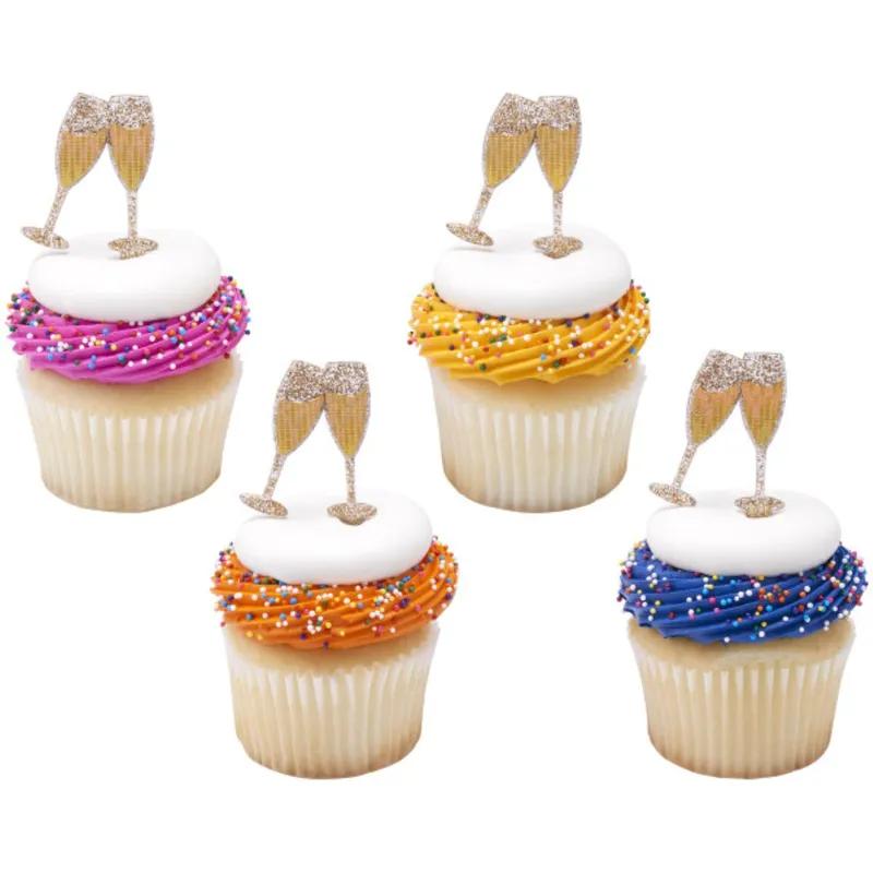 DecoPics® Cake & Cupcake Topper Pick 3.1X1.3X0.1 IN Plastic Multicolor Toasting Glasses 144/Each