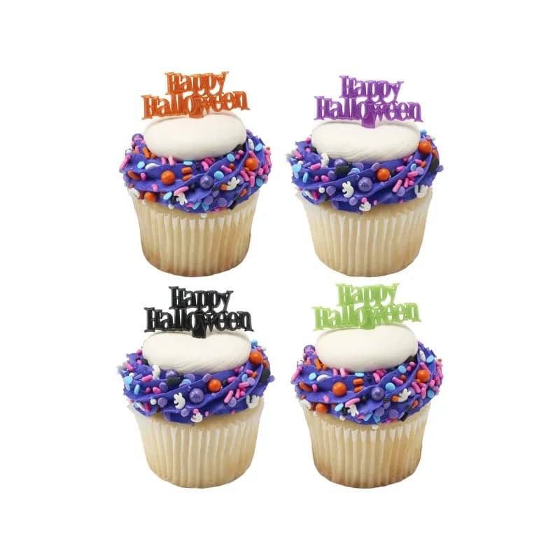 Cake & Cupcake Topper Pick Plastic Assorted Happy Halloween 144/Each