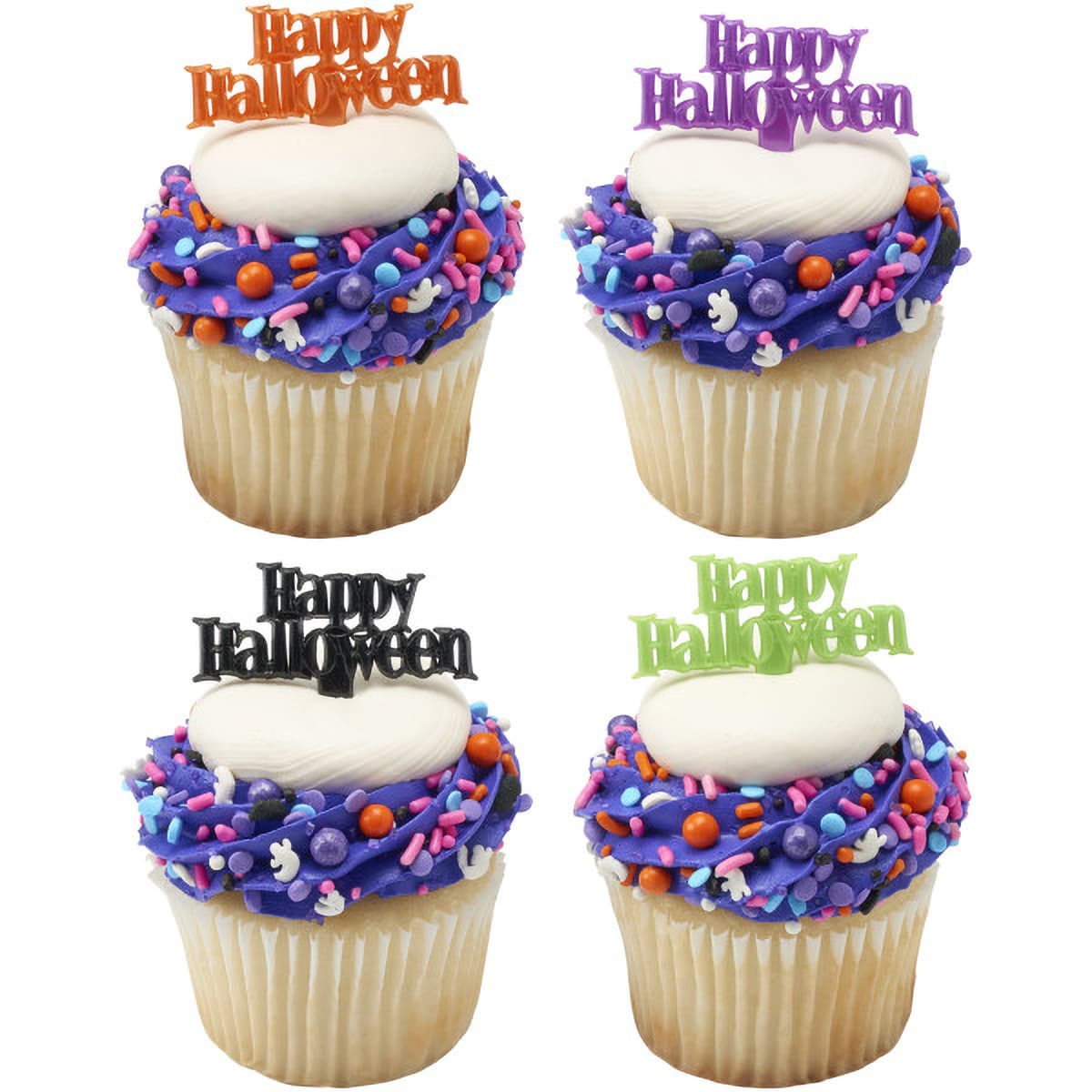 Cake & Cupcake Topper Pick Plastic Assorted Happy Halloween 144/Each
