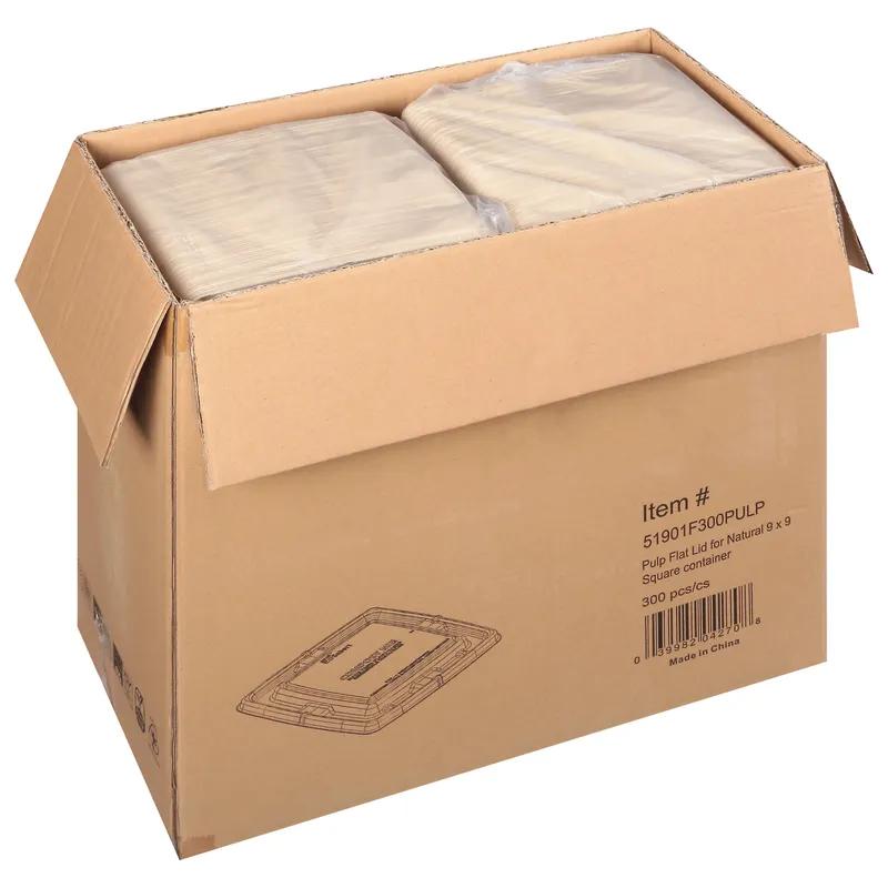 Lid Flat 9X9X0.87 IN Pulp Fiber Kraft Square For Container 300/Case