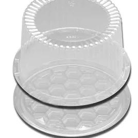 DisplayCake® Cake Container & Lid Combo With High Dome Lid 7 IN PS Clear Deep 2-3 Layer 180/Case
