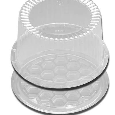 DisplayCake® Cake Container & Lid Combo With High Dome Lid 7 IN PS Clear Deep 2-3 Layer 180/Case