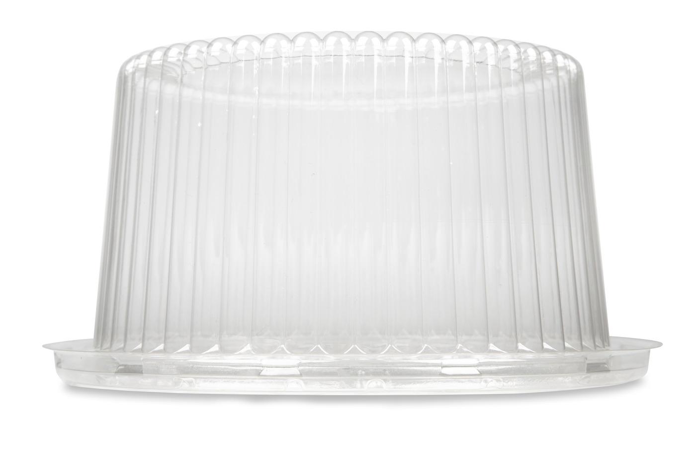 DisplayCake® Cake Container & Lid Combo With High Dome Lid 7 IN PS Clear Deep 2-3 Layer 180/Case