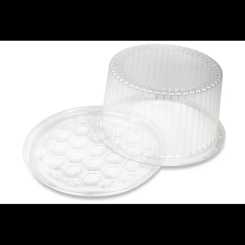 DisplayCake® Cake Container & Lid Combo With High Dome Lid 7 IN PS Clear Deep 2-3 Layer 180/Case