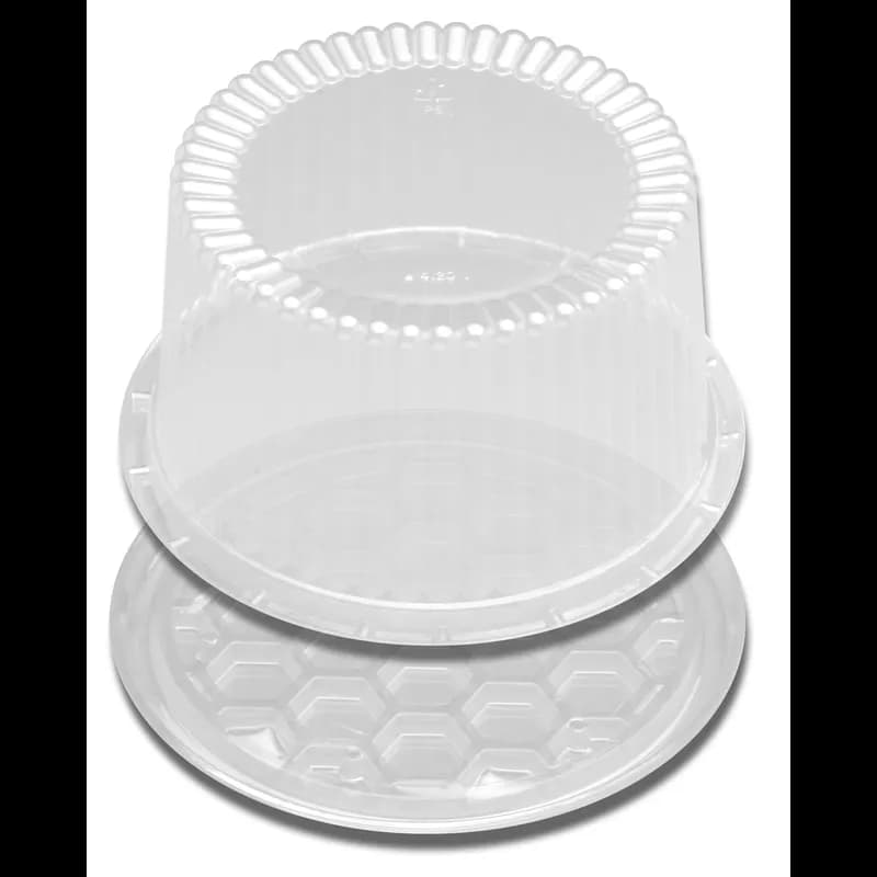 DisplayCake® Cake Container & Lid Combo With High Dome Lid 7 IN PS Clear Deep 2-3 Layer 180/Case