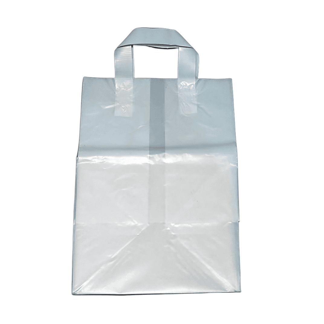 Bag 10X9X15 IN Plastic With Soft Loop Handle Closure Cardboard Bottom Gusset 100/Case