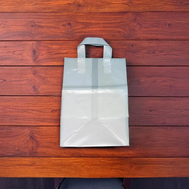 Bag 10X9X15 IN Plastic With Soft Loop Handle Closure Cardboard Bottom Gusset 100/Case
