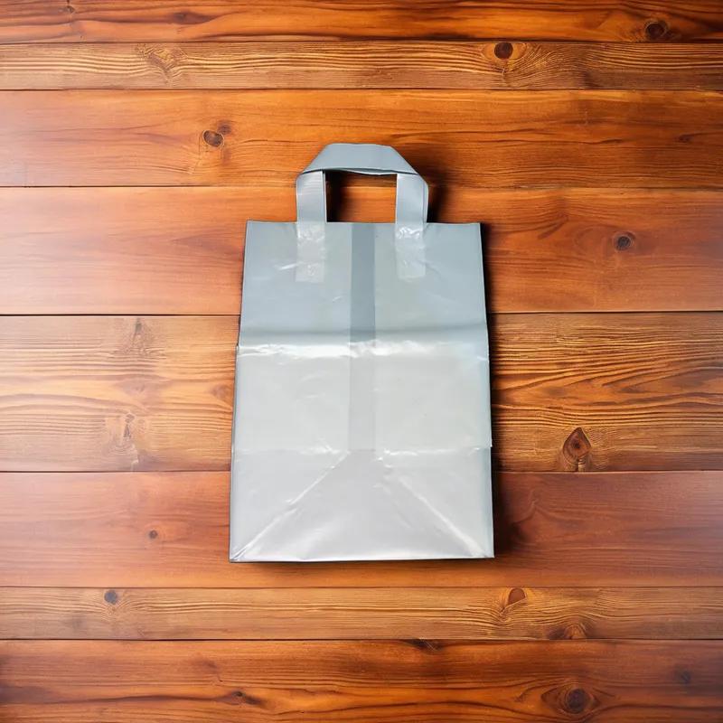 Bag 10X9X15 IN Plastic With Soft Loop Handle Closure Cardboard Bottom Gusset 100/Case