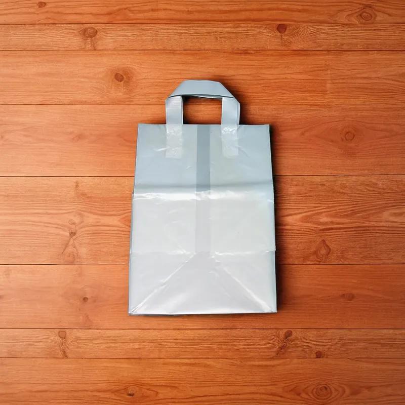 Bag 10X9X15 IN Plastic With Soft Loop Handle Closure Cardboard Bottom Gusset 100/Case