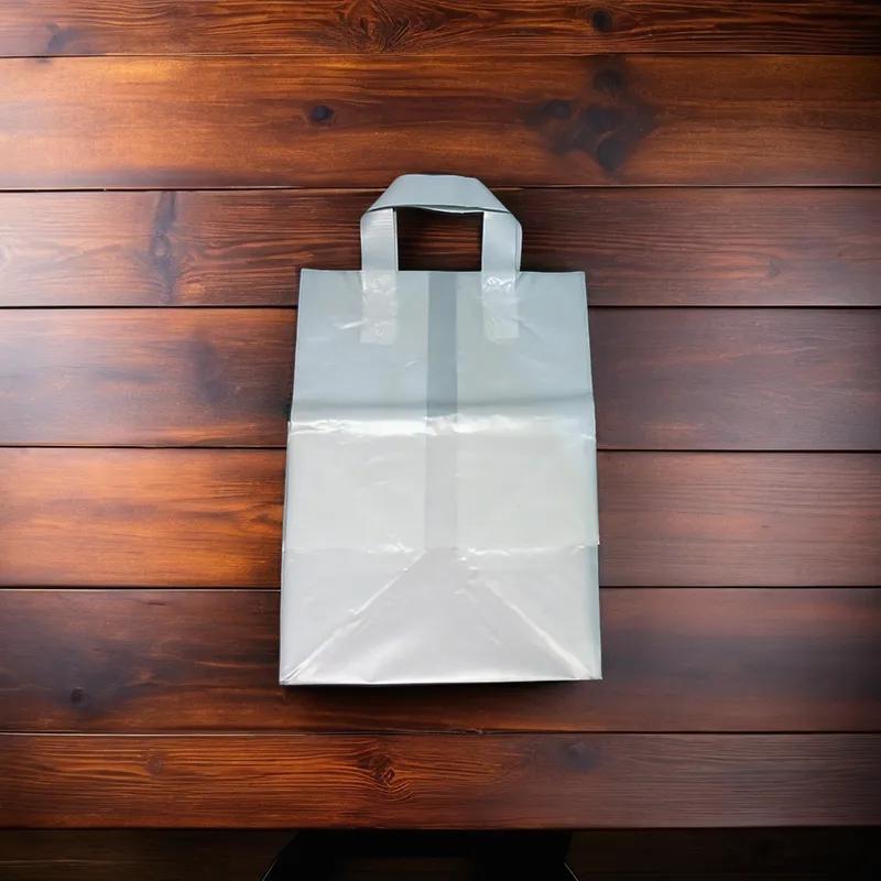 Bag 10X9X15 IN Plastic With Soft Loop Handle Closure Cardboard Bottom Gusset 100/Case