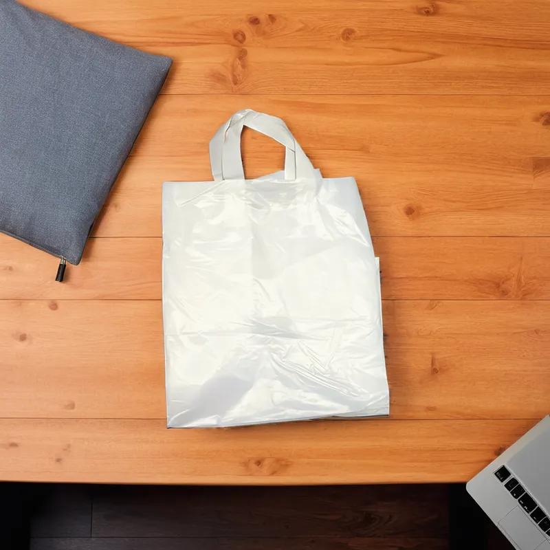 Bag 12X10X14 IN Plastic With Soft Loop Handle Closure Cardboard Bottom Gusset 100/Case