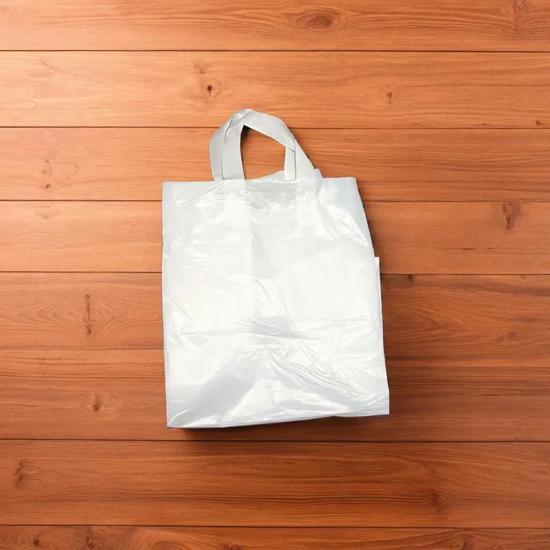 Bag 12X10X14 IN Plastic With Soft Loop Handle Closure Cardboard Bottom Gusset 100/Case