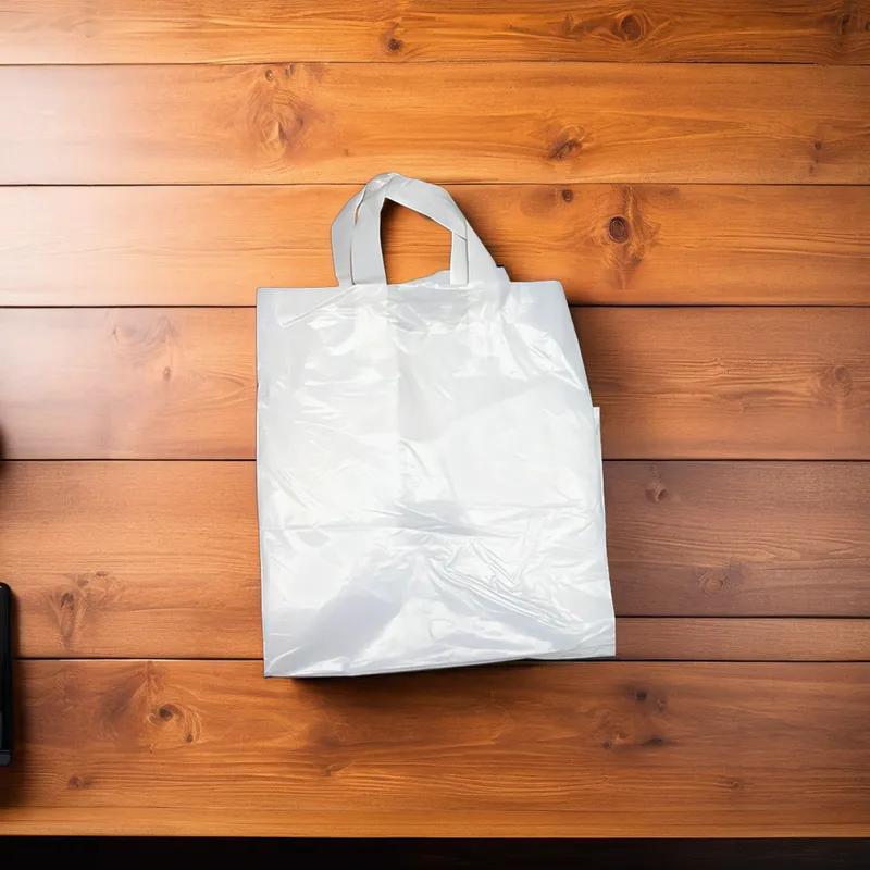 Bag 12X10X14 IN Plastic With Soft Loop Handle Closure Cardboard Bottom Gusset 100/Case